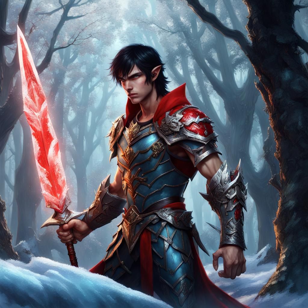 Fae Hero Battles Demon in Mystical Forest