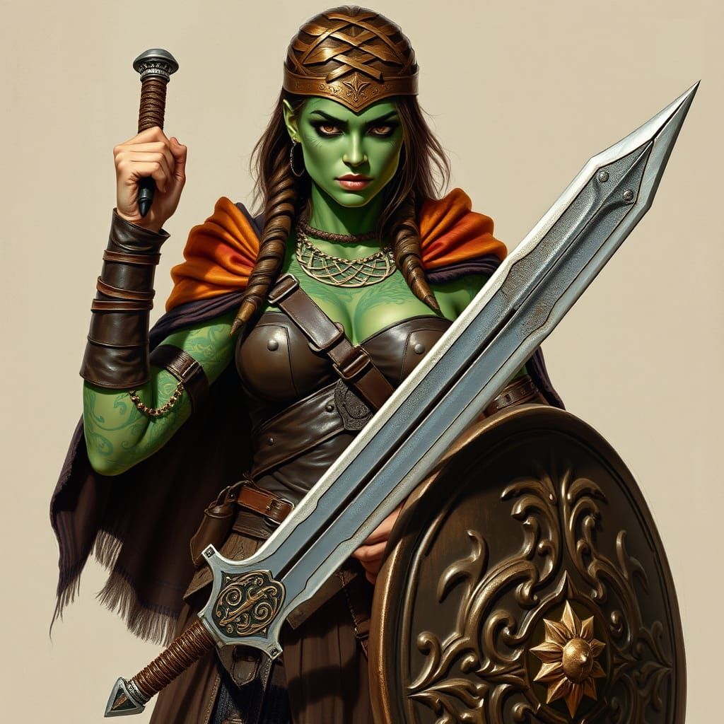 Pictish Warrior Woman with Sword and Shield