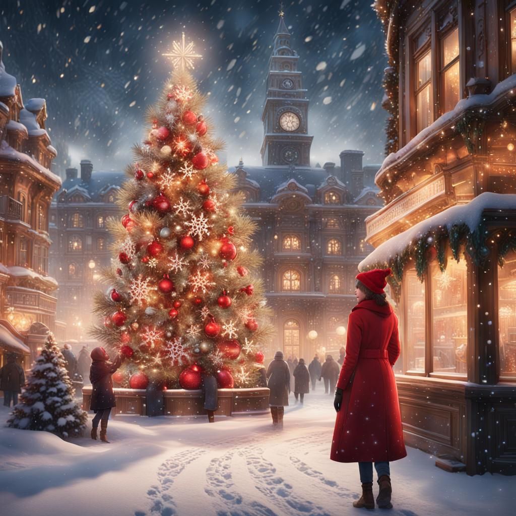 Festive Town Square: A Grand Christmas Celebration in Whimsi...