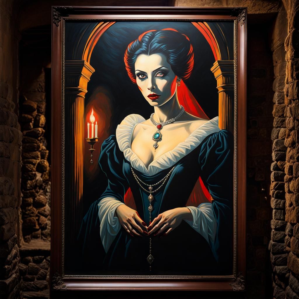 Haunted Vampire Portrait in Gothic Horror Style