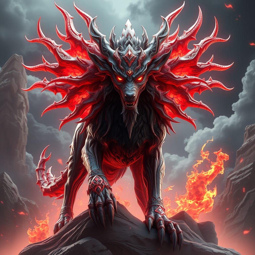 Cyberpunk-Style 3D Anime Demon Dog