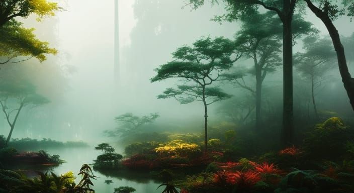 Misty Jungle Steampunk Concept Art in 8K