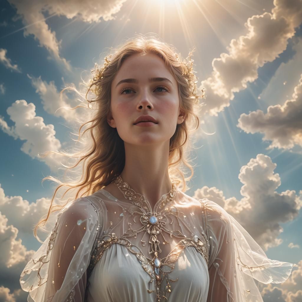 Angelic Woman in Heavenly Light: A Divine Portrait