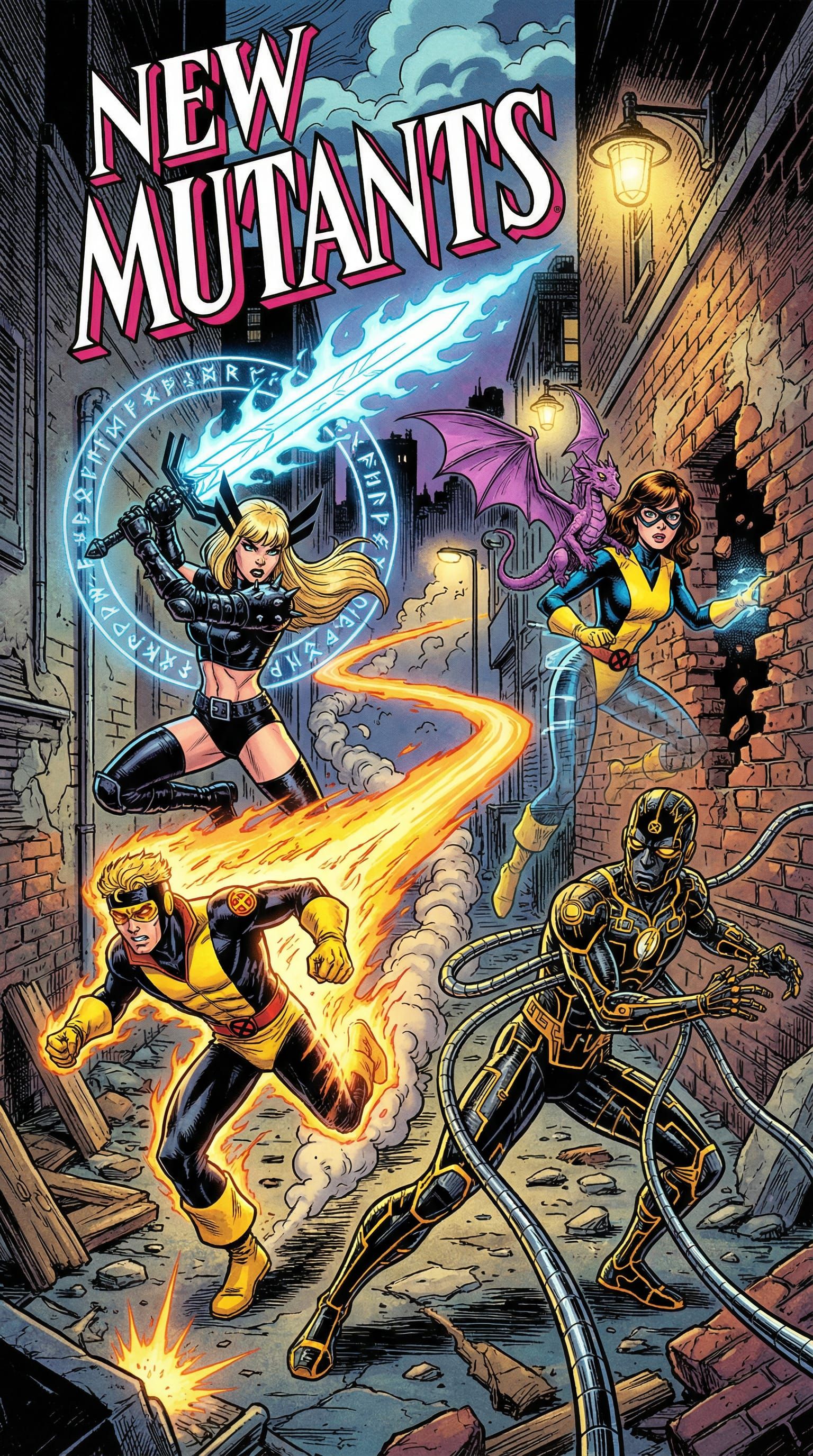 80s New Mutants Comic Action Scene