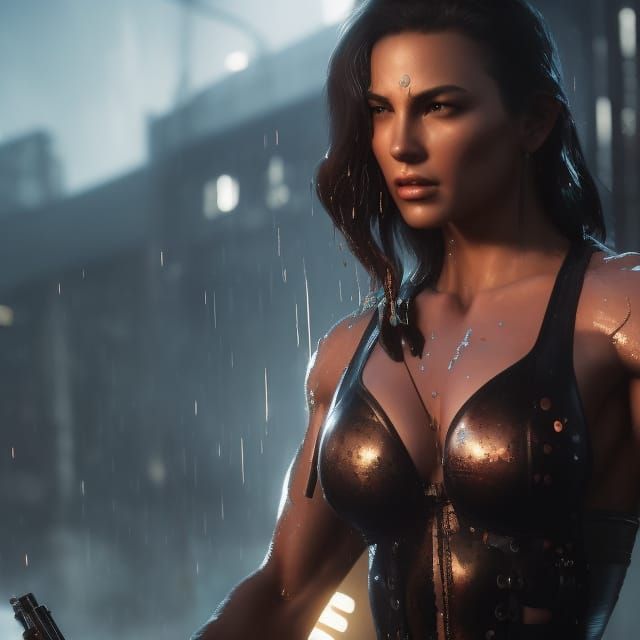 Cyberpunk Girl in Street, Dynamic Lighting