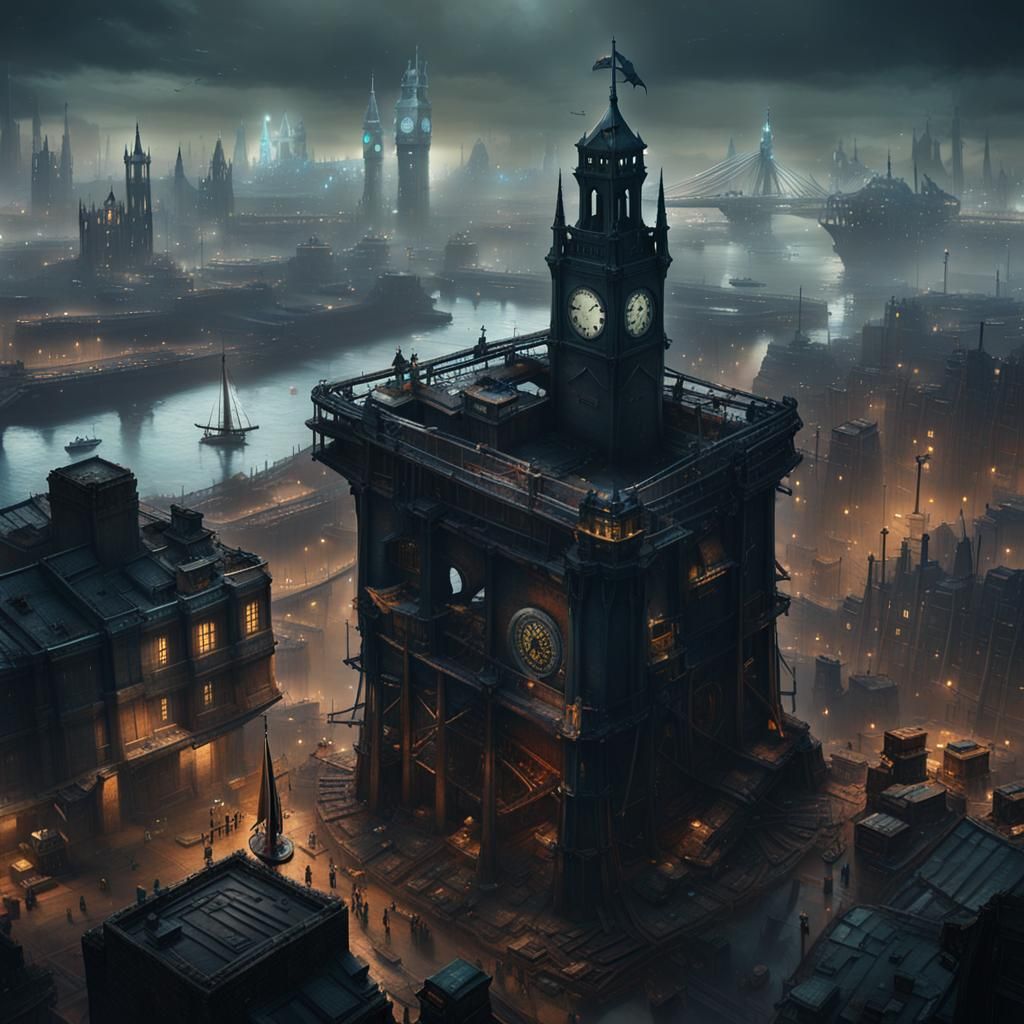 Cyberpunk London: Neon Lights in Dystopian Landscape