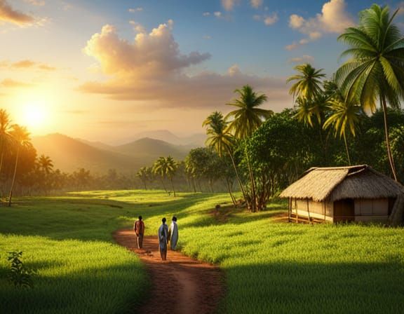 Village in Kerala countryside,