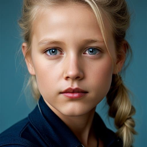 Professional Close-Up Portrait of a Blonde Girl