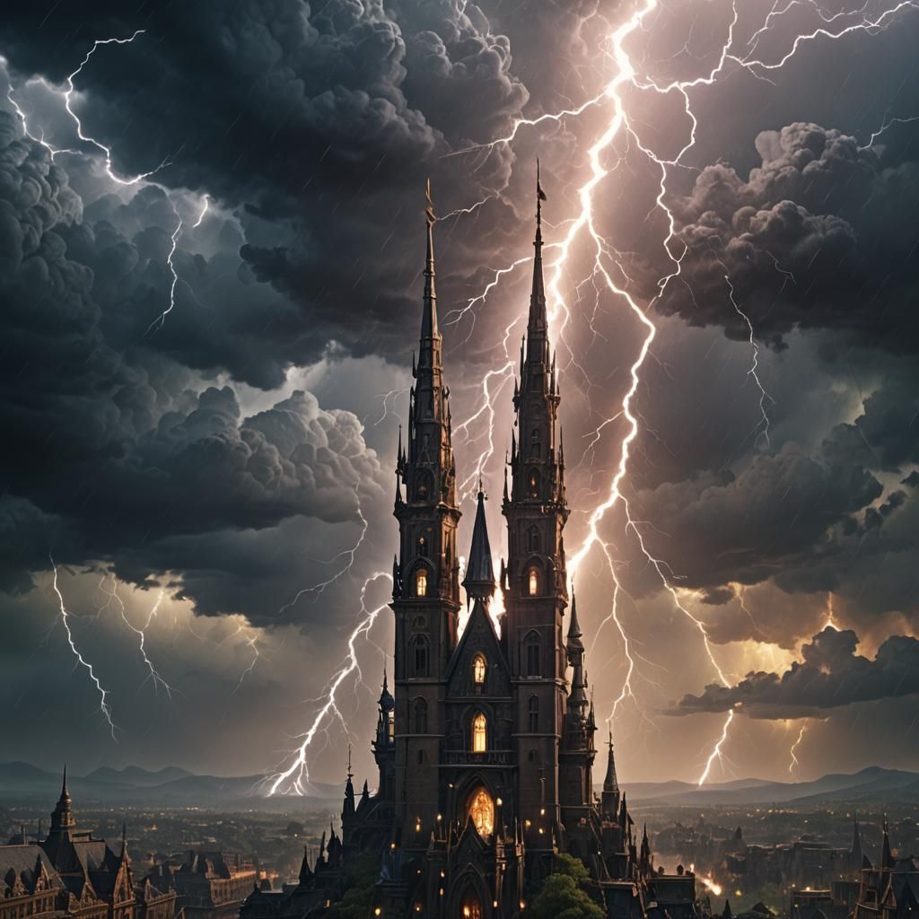 Epic Lightning Spear Strike: Digital Matte Painting