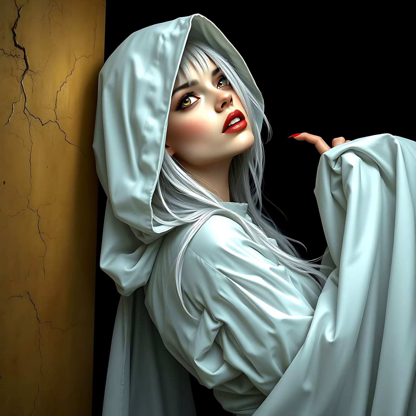 Albino Vampire Queen with Golden Eyes