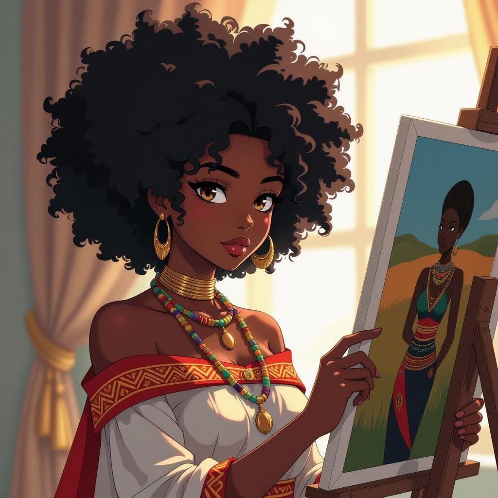 African Goddess in Traditional Swati Attire