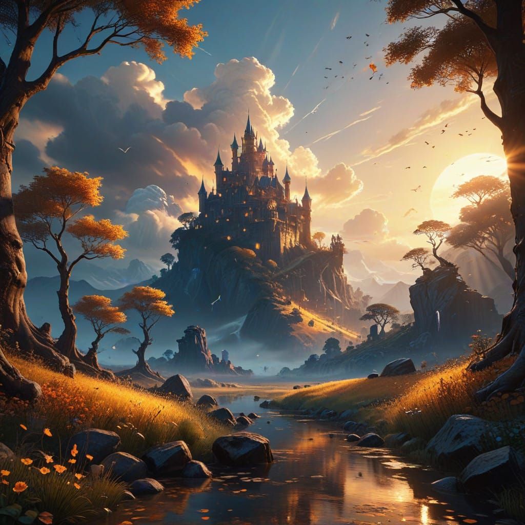 Ethereal Heroism in Mystic Realm, Cinematic Volumetric Light...