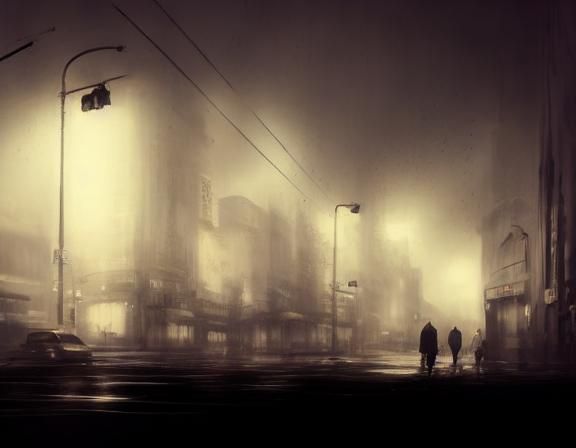 Futuristic Cityscape in Rainy Ambiance