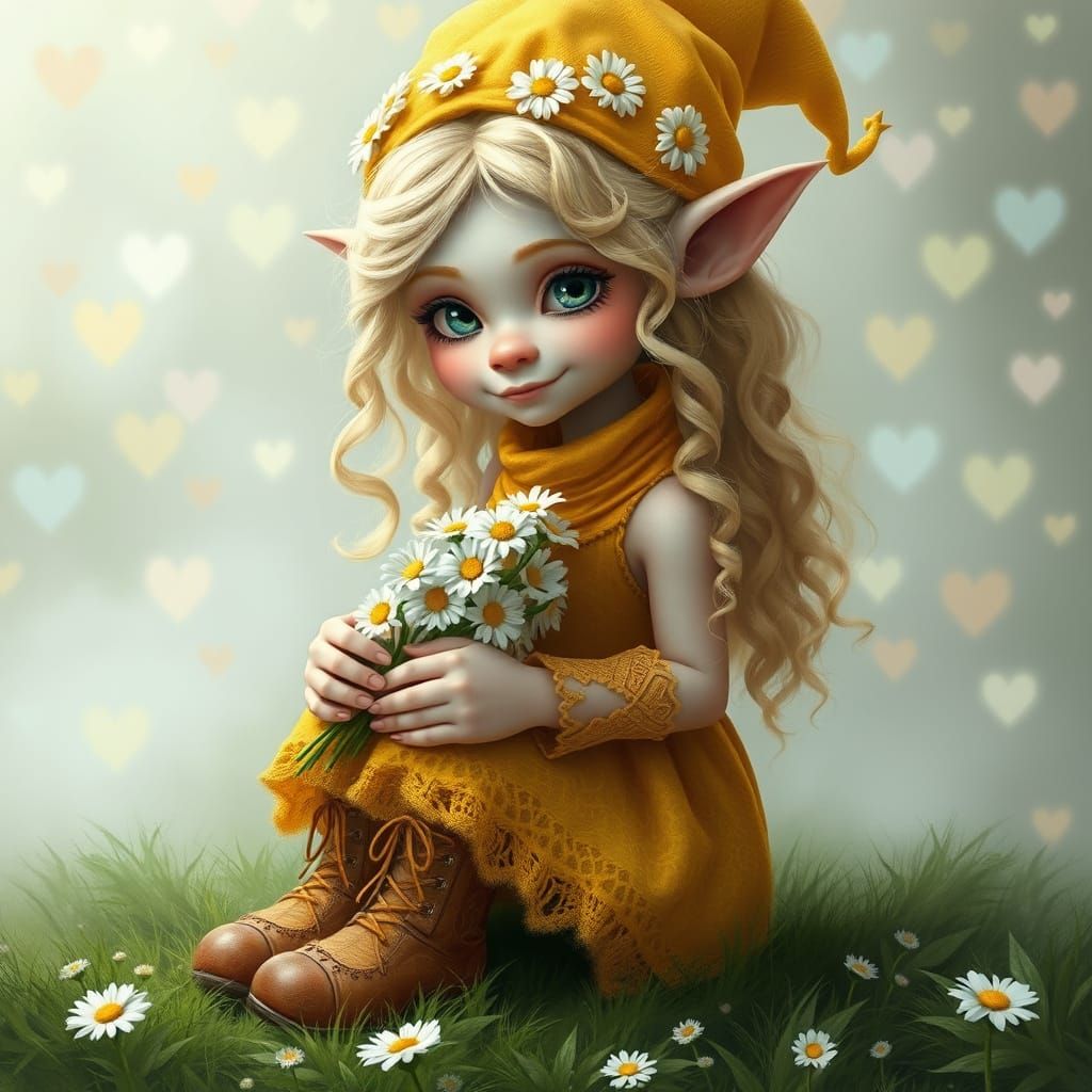 Mystical Oil Painting of a Whimsical Troll Girl in a Dreamy ...