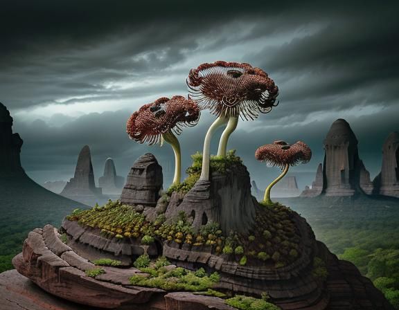 Amorphophallus Titanum on Curious Rock Formation