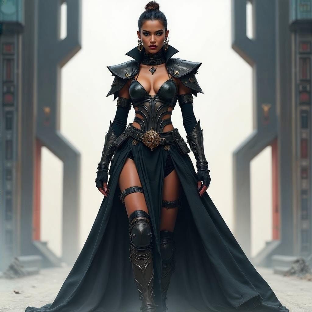 Cyberpunk Warrior Princess with Bold Fashion