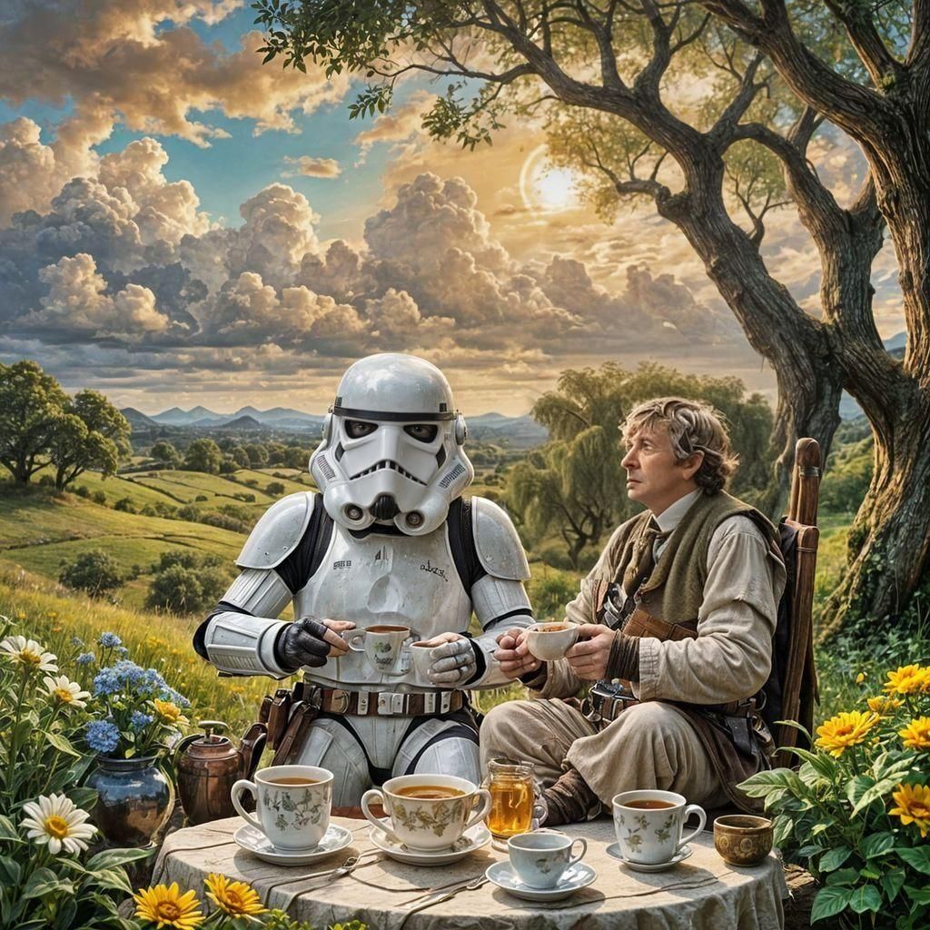 Bilbo Baggins and Stormtrooper Tea Party