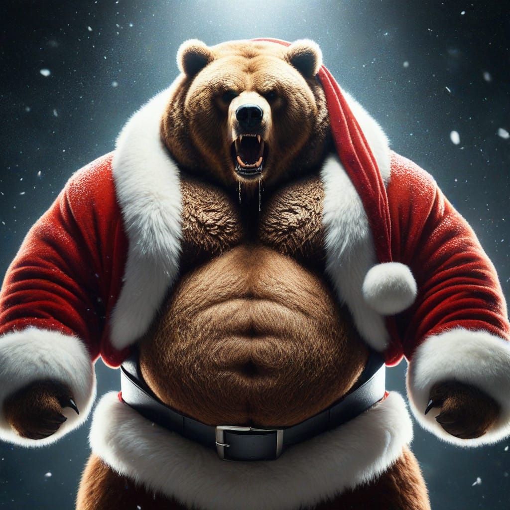 Powerful Winter Bear in a Fury