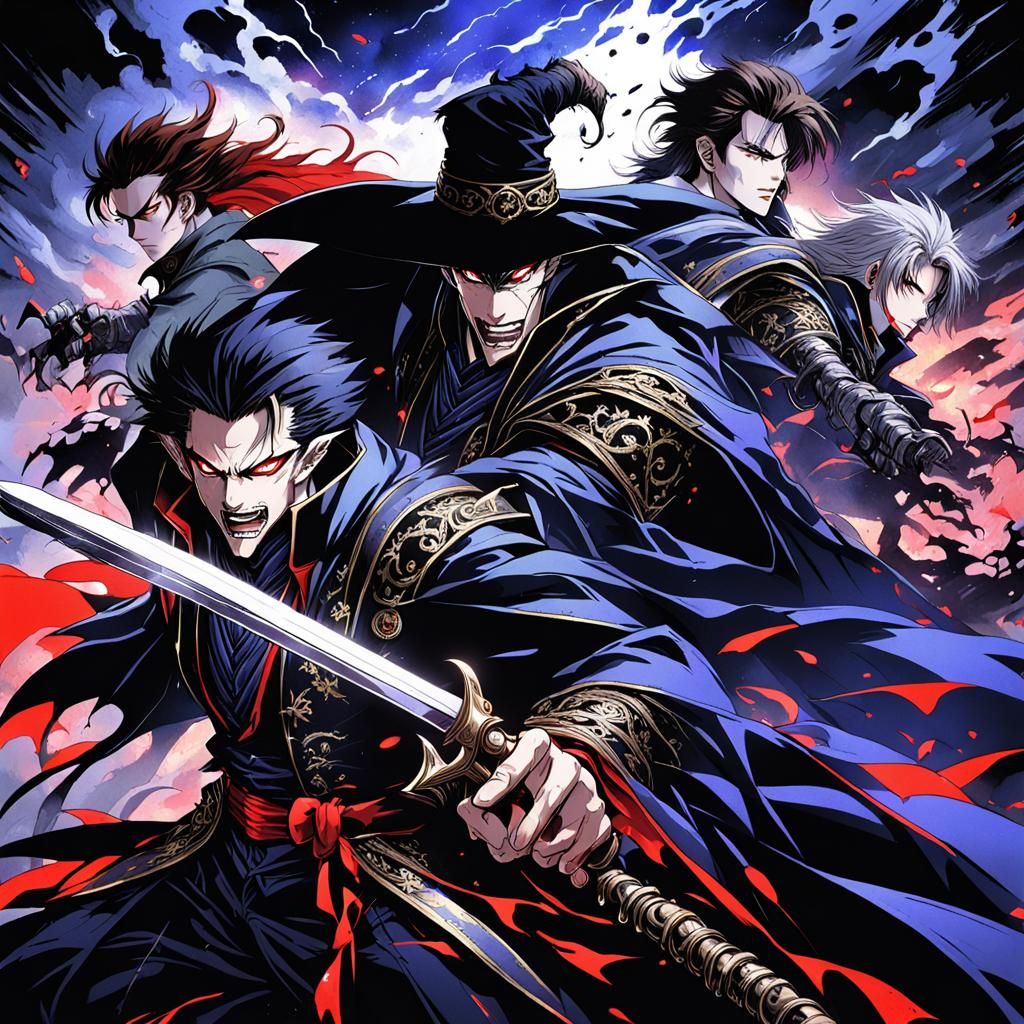 Vampire Villain Showdown in Anime Style