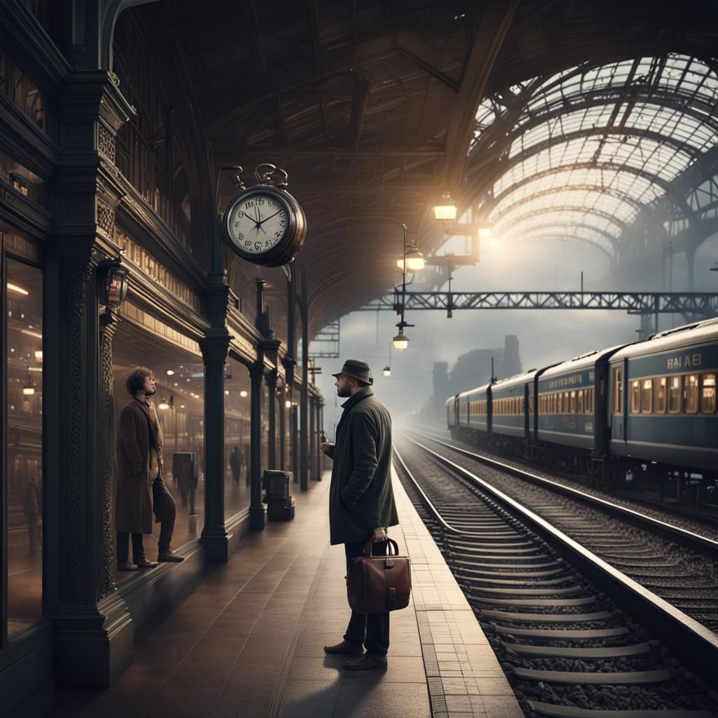 Man Waits for Train: Dramatic Digital Matte Painting