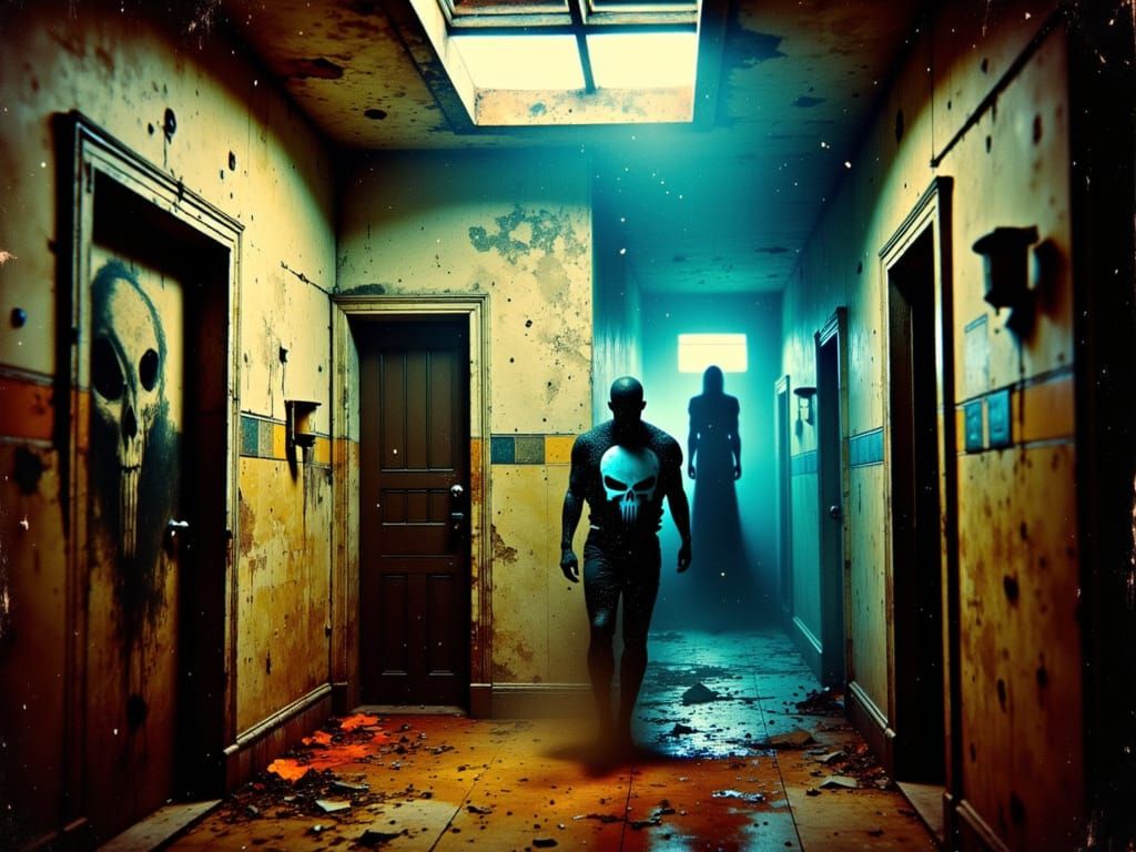 Punisher Double Exposure in Neon Dirty Cell