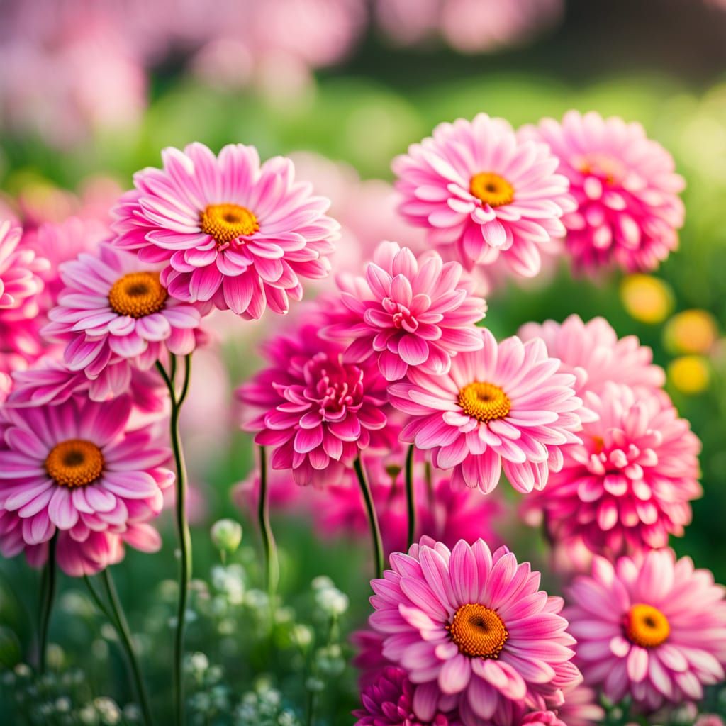 Vibrant Garden Blooms in Whimsical Colorful Style