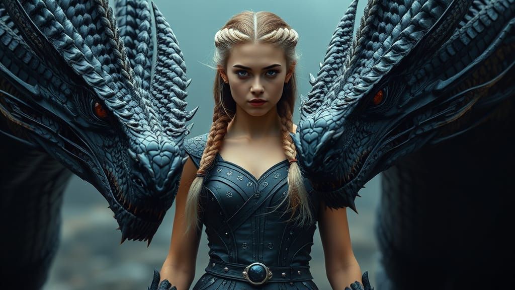 Ethereal Warrior in Regal Splendor, Surrounded by Majestic D...