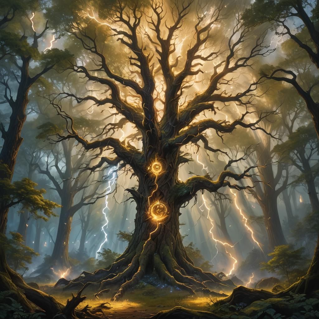 Mystical Forest Wolf Spirit in Hudson River School Style