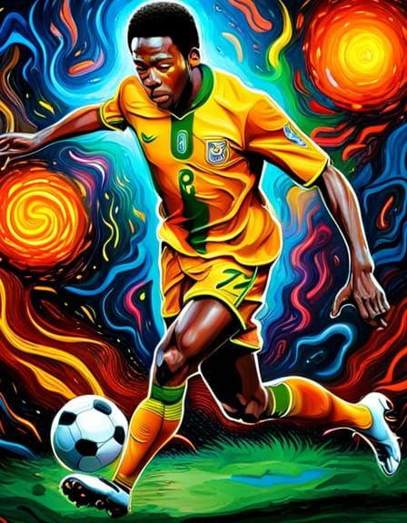 Pele as Graffiti Art, Hyperdetailed Fantasy Photo