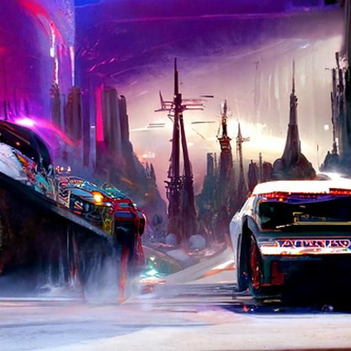 Sci-Fi Highway Race in Cyberpunk Style