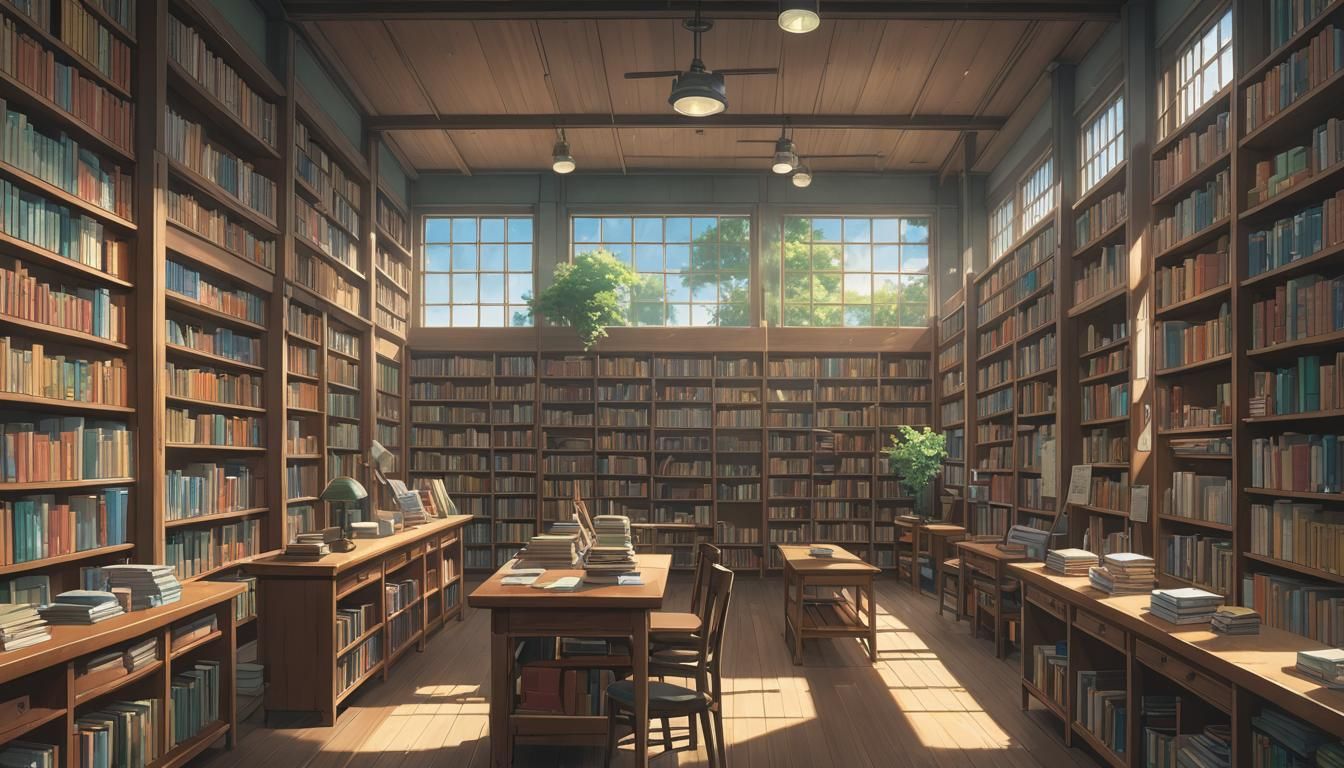Anime School Library in Ghibli Style