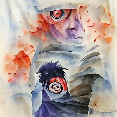 Obito Uchiha Portrait in Watercolor Style