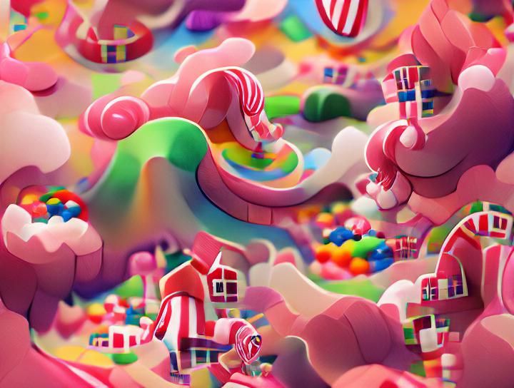 Colorful Candyland Dreamscape with Lollipop Trees