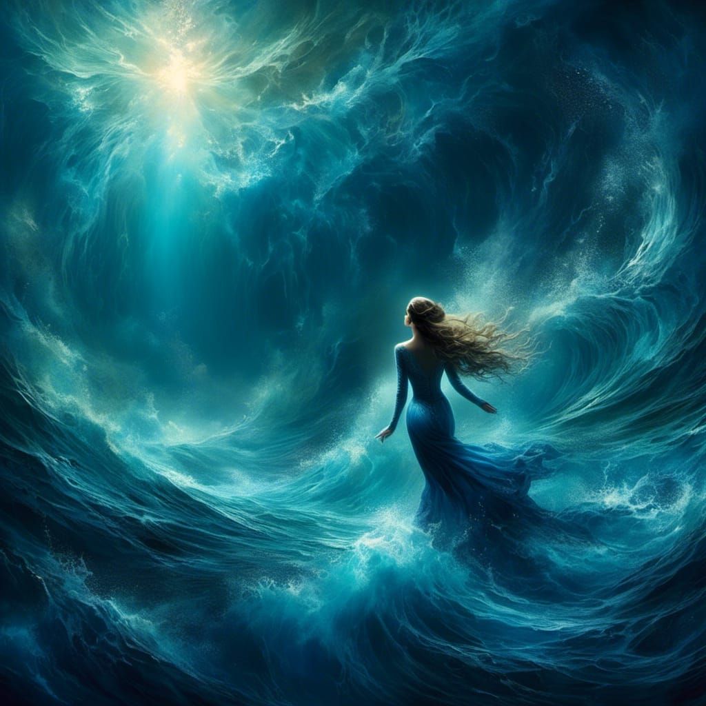 Translucent Mermaid Patronus Swimming Under Moonlight