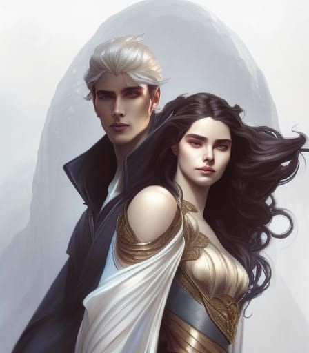 Feyre and Tamlin Portrait in Art Nouveau Style