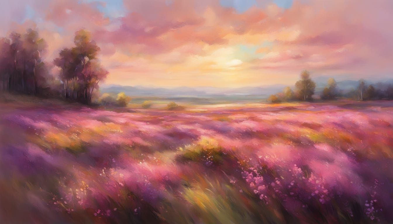 Impressionist Heather Moor in Warm Sunlight