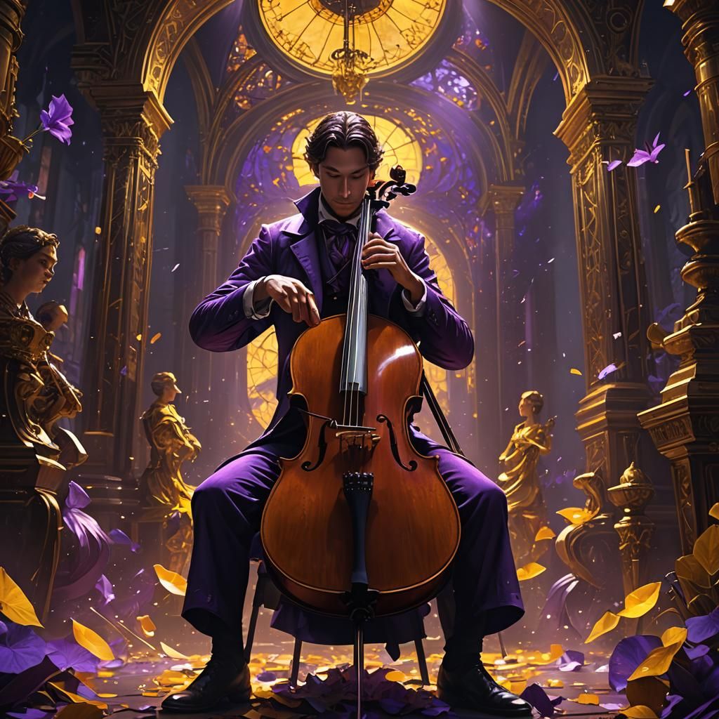 Dark Fantasy Cello Masterpiece in Hyperdetailed Style
