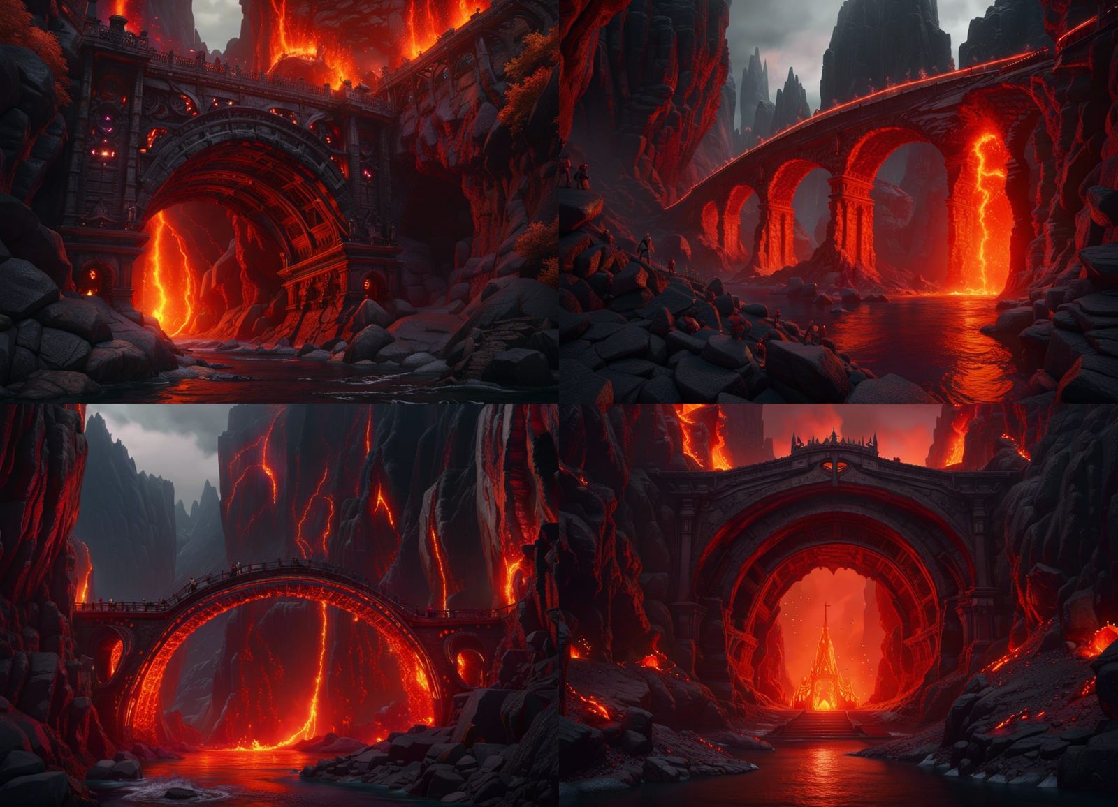 Majestic Lava Bridge in Detailed Matte Painting Style