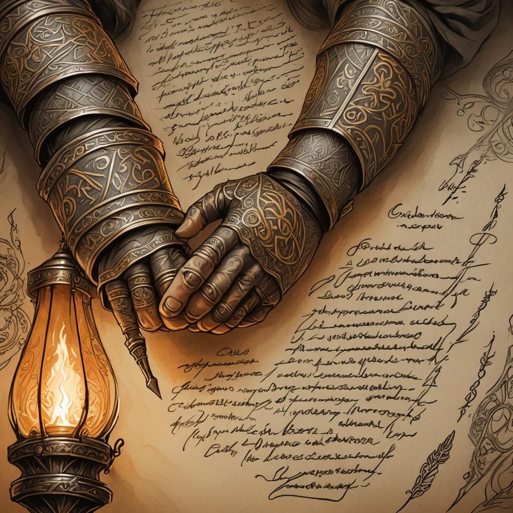 Dwarven Arm with Elvish Script Tattoo Art