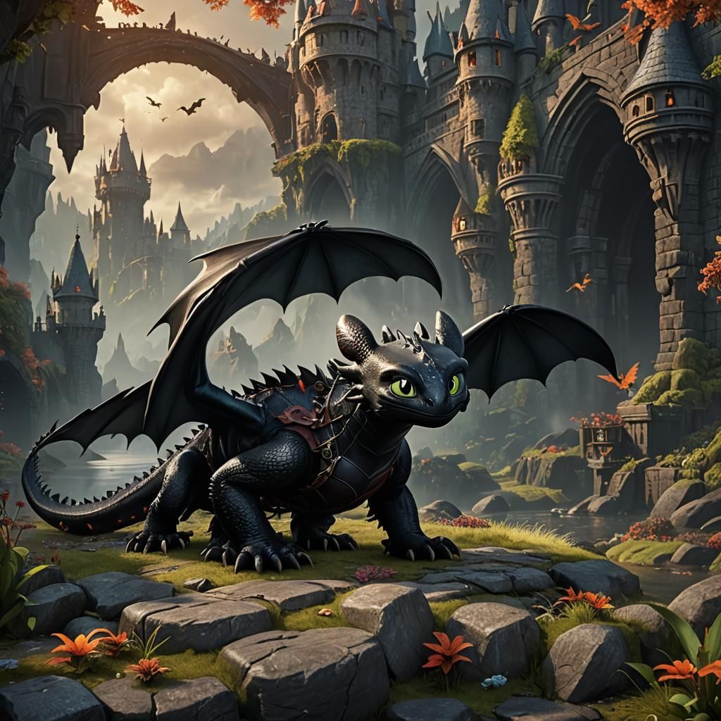 Toothless and Hiccup: Detailed Fantasy Concept Art