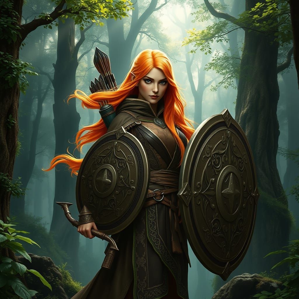 Majestic Eladrin Cleric in Vibrant, Fantasy Landscape