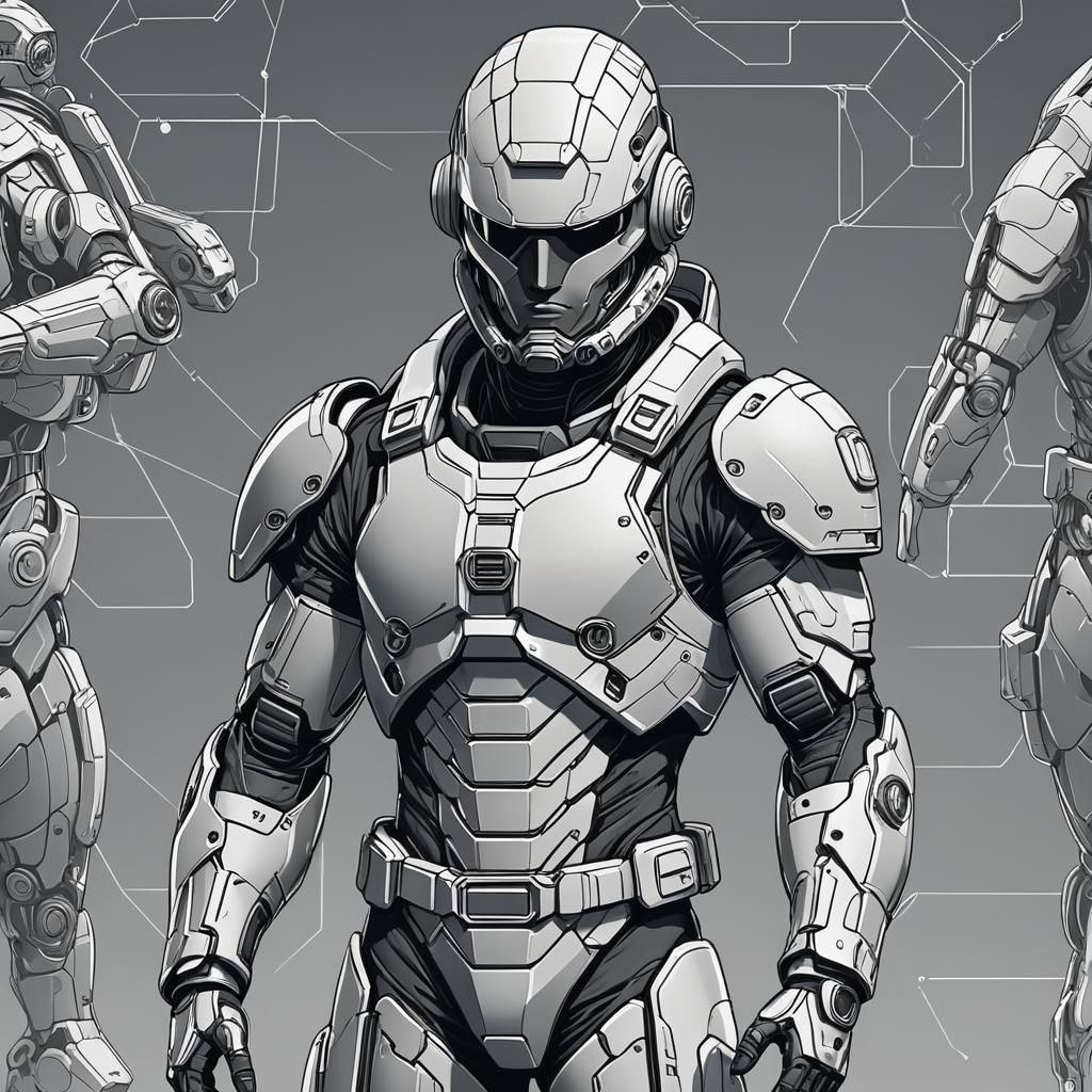 Futuristic Sci-Fi Soldier in Cel-Shaded 3D Vector Art