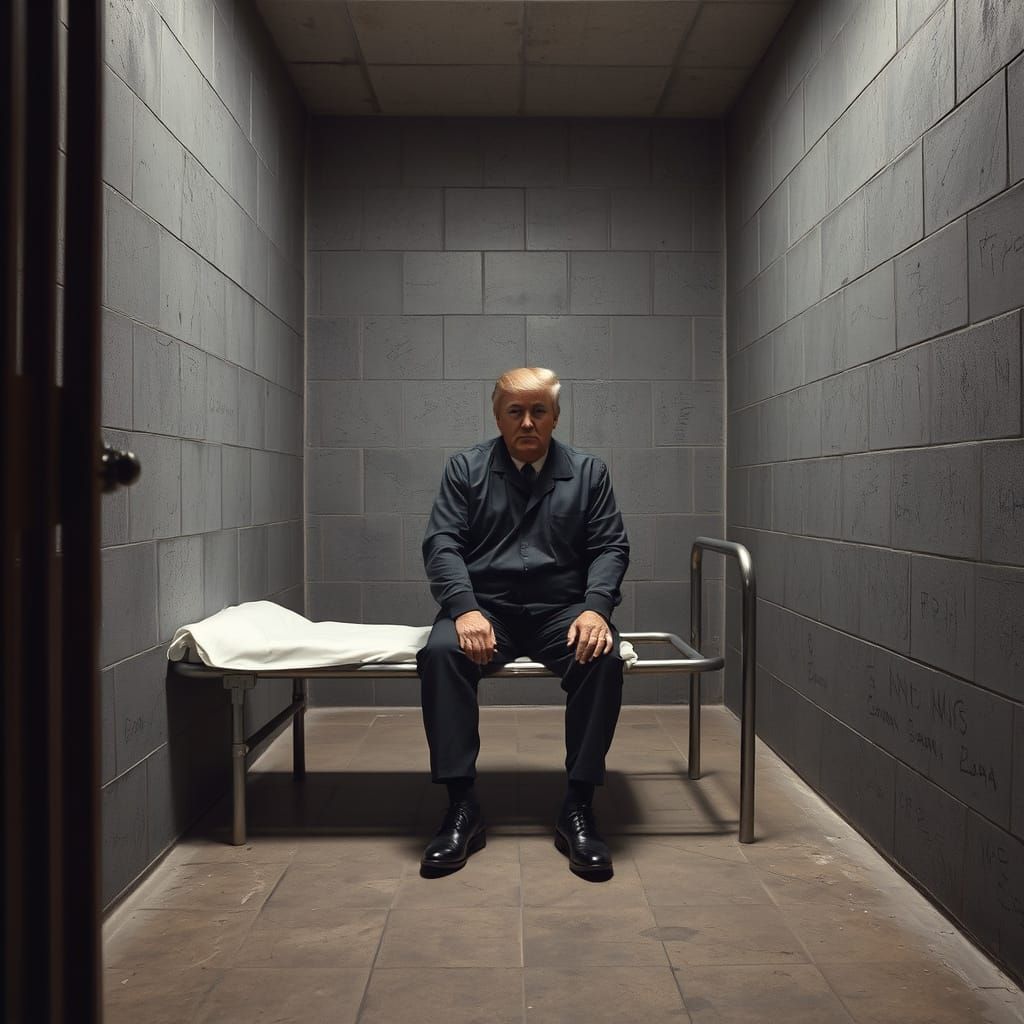 Donald Trump in Jail Cell: A Stark Realism Portrait