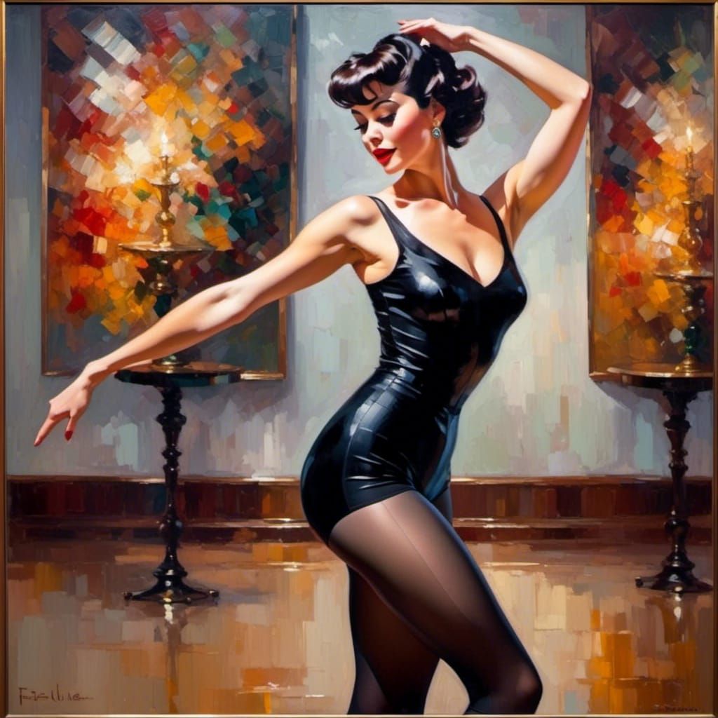 Impressionistic Oil Painting of a Jazz Dancer