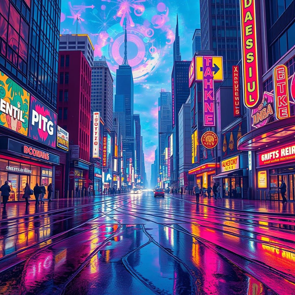 Kaleidoscopic Cityscape in a Surreal Style
