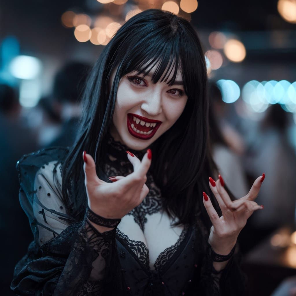 Gothic Vampire at Nightclub