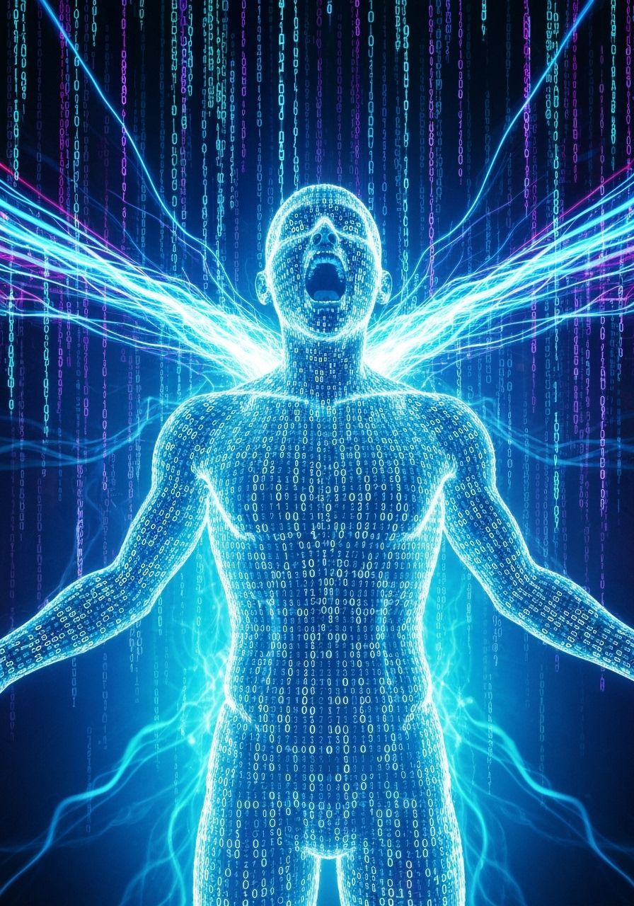 Abstract Figure of Binary Code Screaming