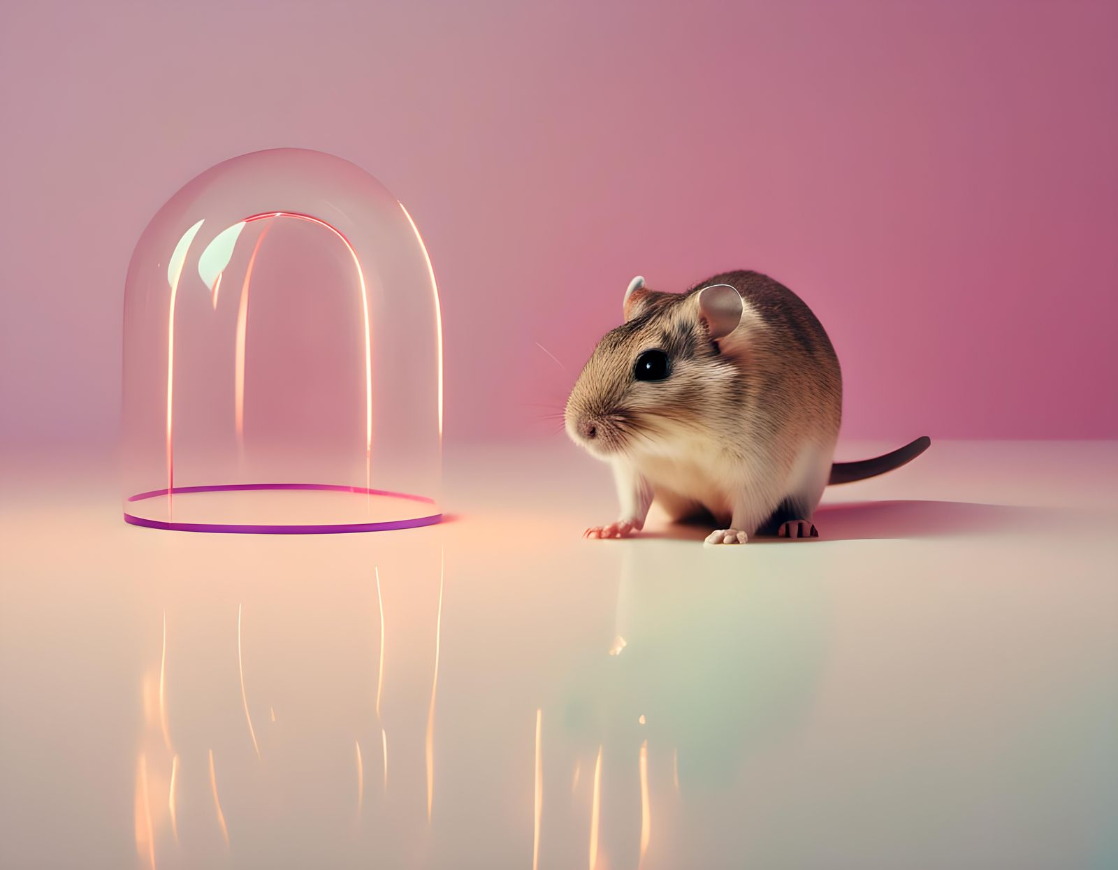 Surreal Gerbil with Warped Perspective and Unnatural Lightin...