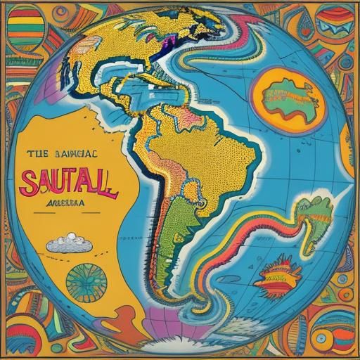 South America Map in Colorful Doodle Style