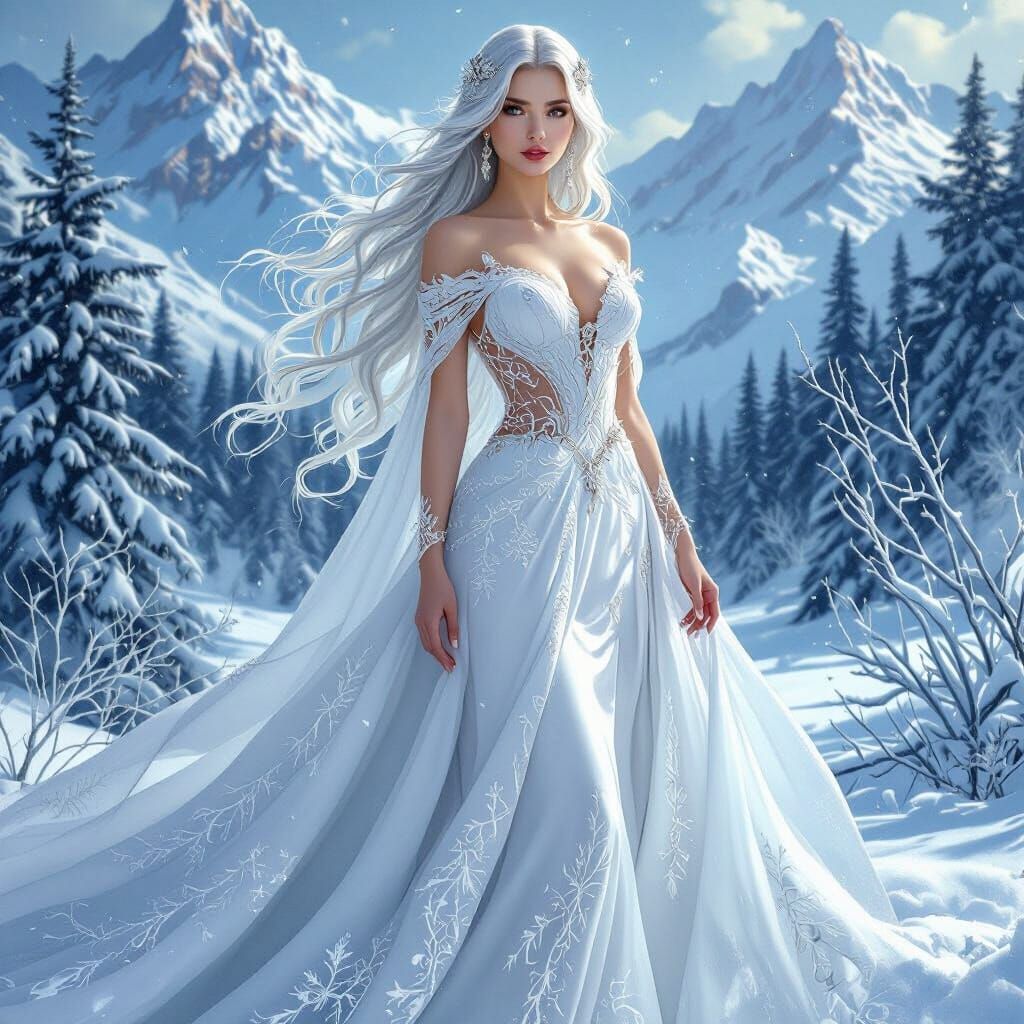 Icy Blizzard: Woman in Art Nouveau Style